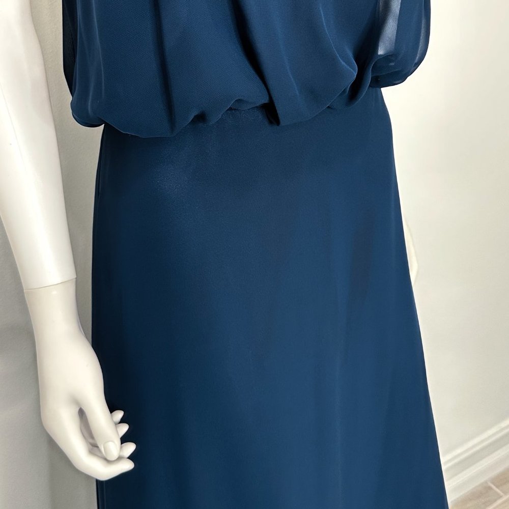Abby Paris by Lucci Lu Blouson Chiffon Maxi Gown Bridesmaid Dress 93062 in Navy - Picture 9 of 17